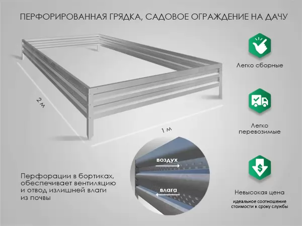 Комплект из 2 грядок для теплицы, длина 4 м Комплект из 2 грядок для теплицы, длина 4 м