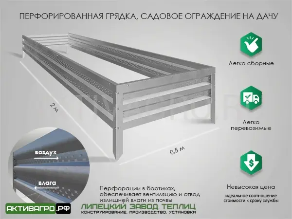 Комплект из 3 грядок для теплицы, длина 4 м Комплект из 3 грядок для теплицы, длина 4 м